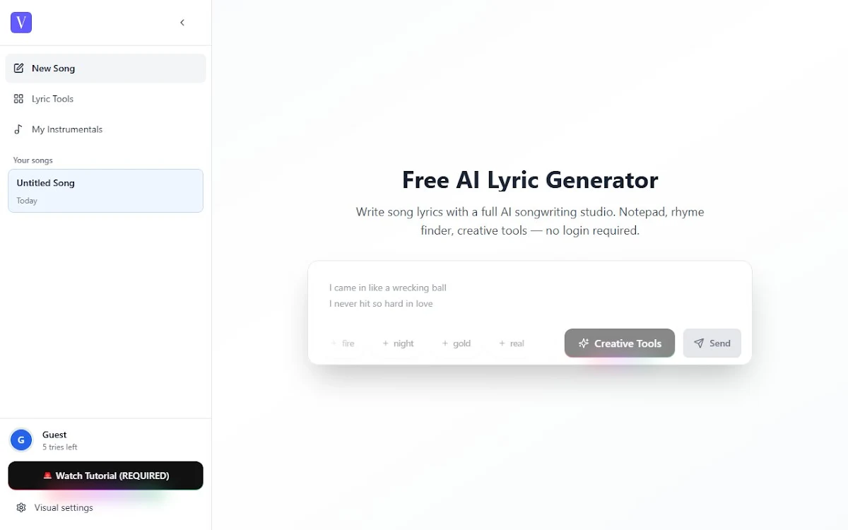 Captura de Fye.ai - Ai Rap Assistant