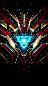 Nanotech Superhero Suit with Glowing Arc Reactor Wallpaper