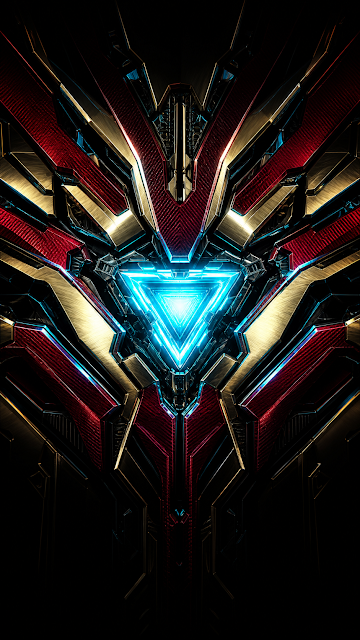 Nanotech Superhero Suit with Glowing Arc Reactor Wallpaper