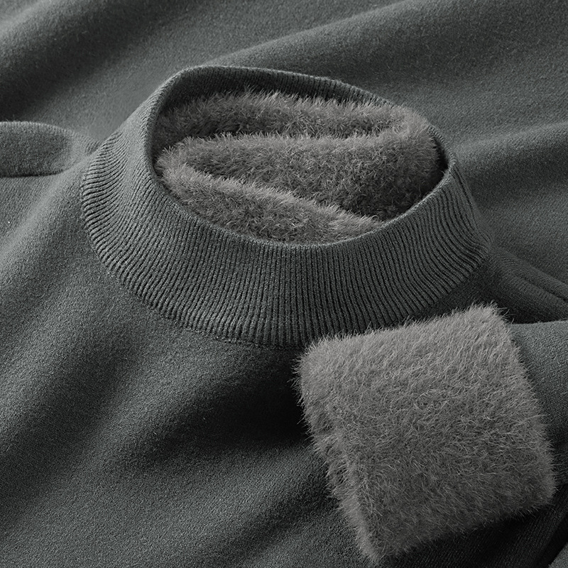 Men's sweater with stand-up collar made of modal wool blend