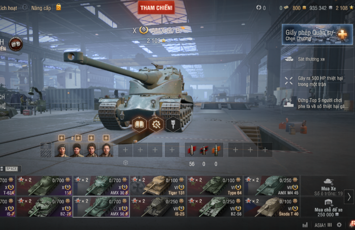 Acc có sẵn 6 tank cấp X: T-62A, IS-7, BZ-75, 113, AMX 50 B,...