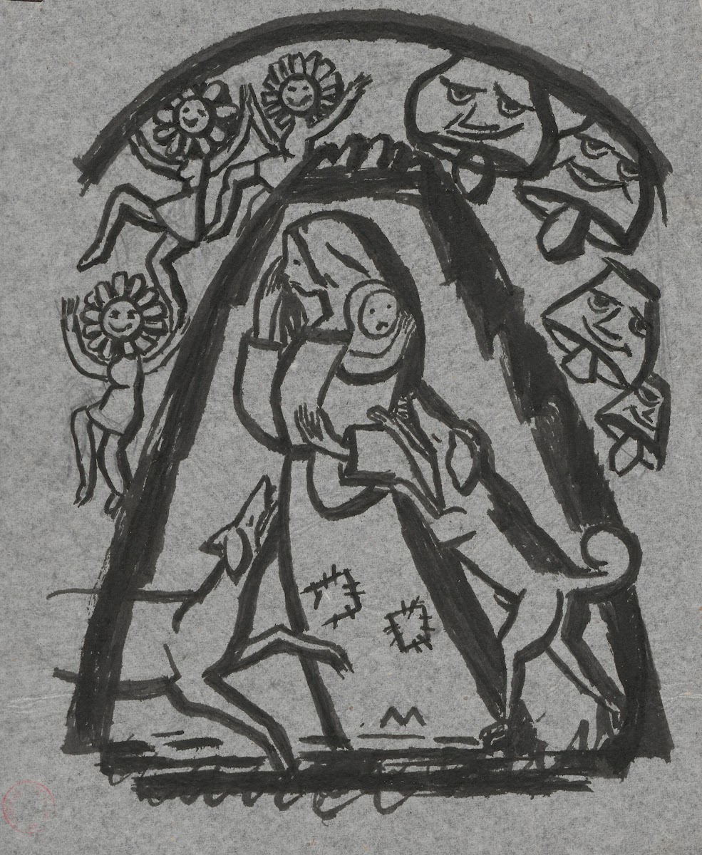 Nędza napadnięta przez psy 1924