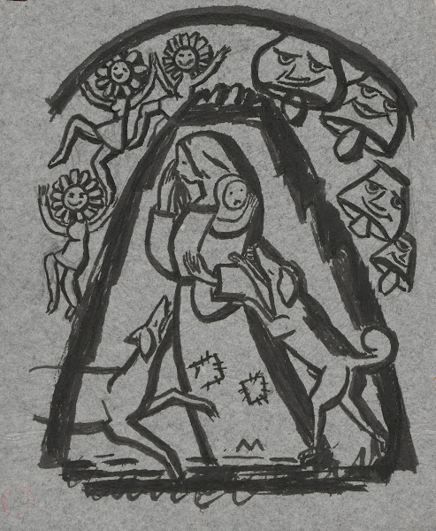 Nędza napadnięta przez psy 1924