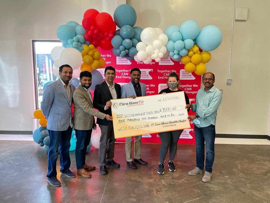 ITServe Alliance Charlotte Chapter Donated $1500 check to Second Harvest Food bank