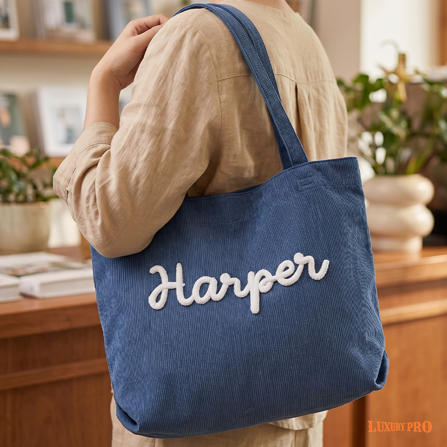 Corduroy hot stamping tote bag-GS-521