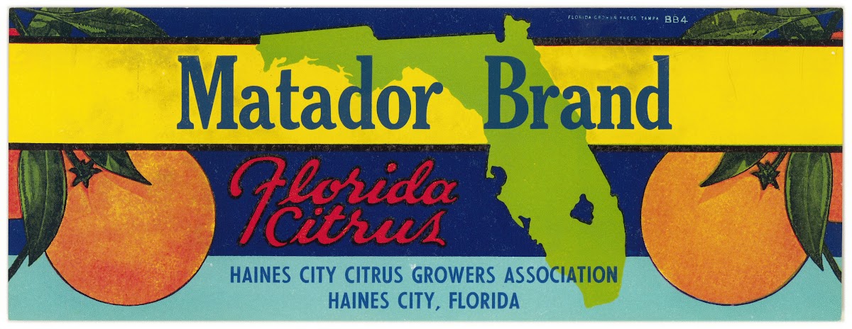 Matador Brand Florida Citrus Label 1930 1950