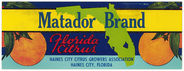Matador Brand Florida Citrus Label 1930 1950