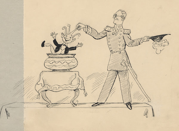 A magician pulls the octopus out of an antique jar 1936