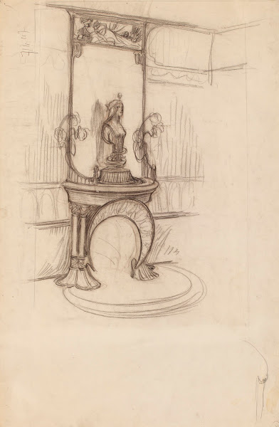 Cheminée décorative avec le buste de La Nature mucha fouquet 1900