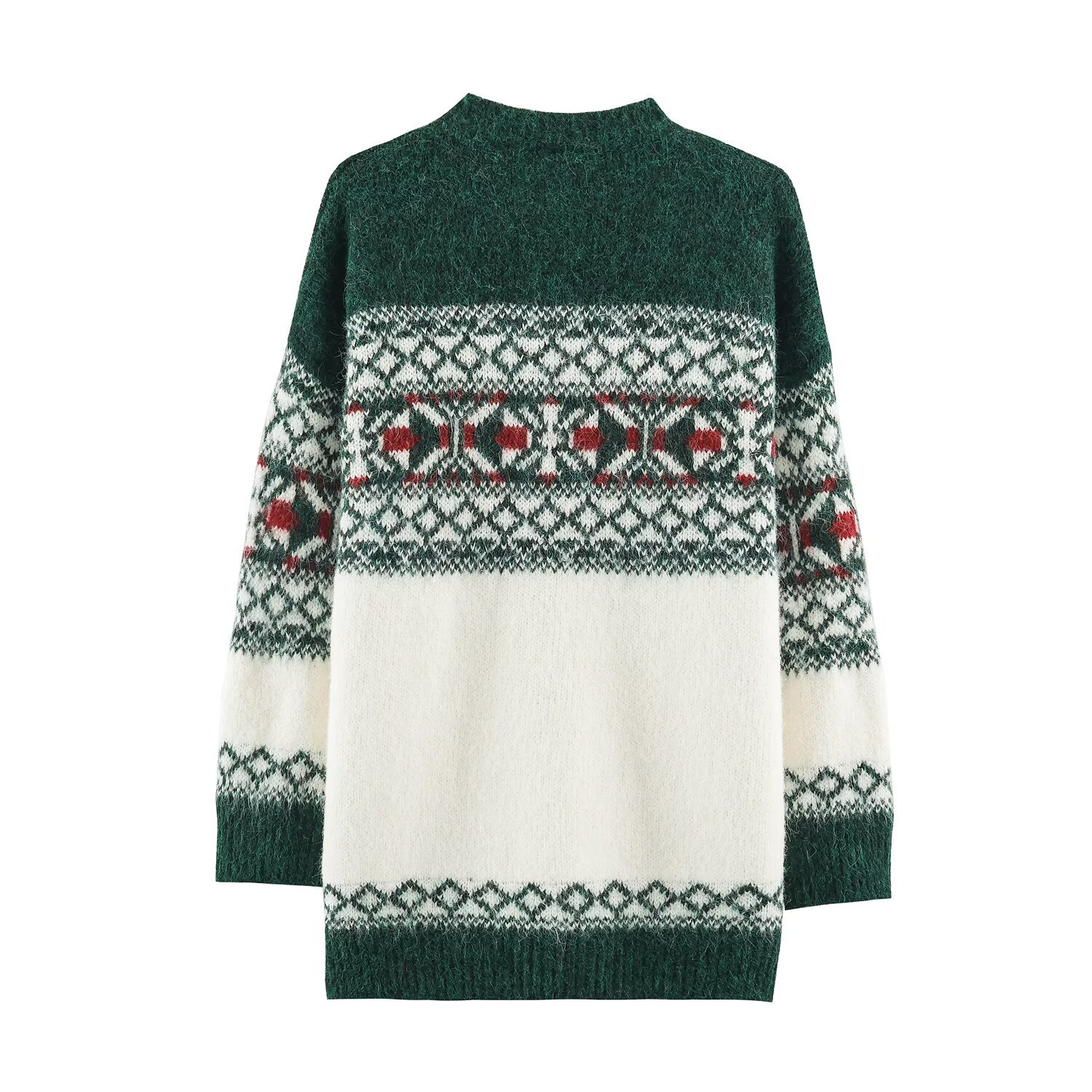 Fair-Isle Knitted Sweater with Round Neck