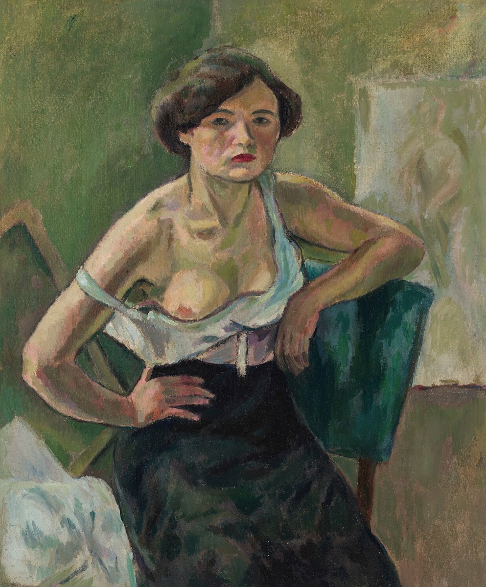 Jeune femme sur chaise verte 1909