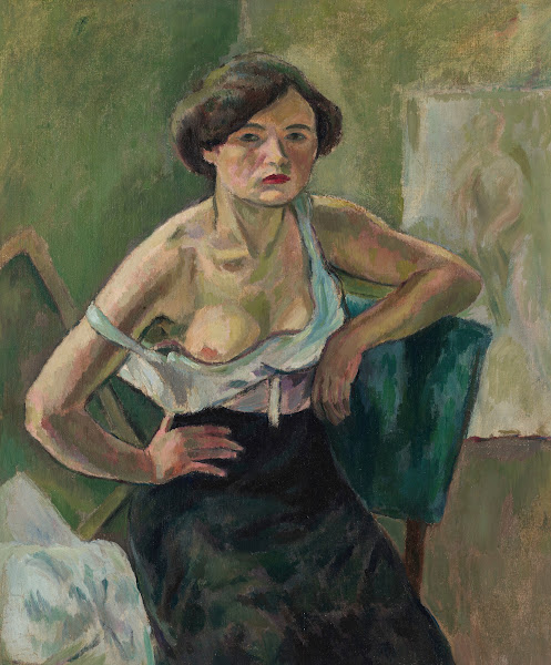 Jeune femme sur chaise verte 1909