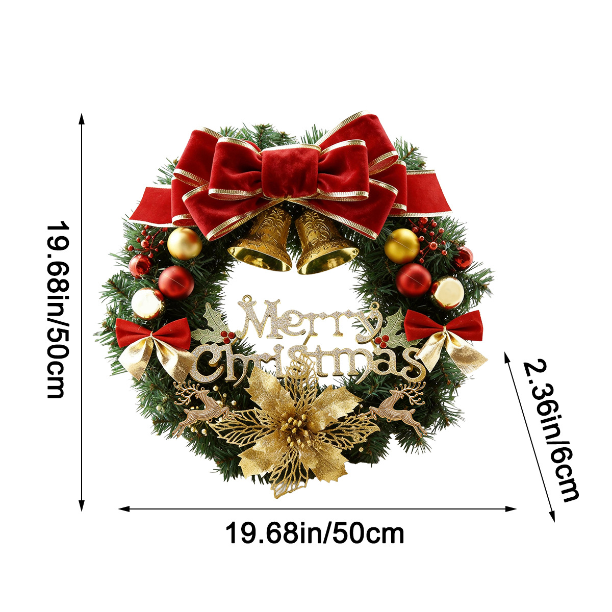 Christmas wreath with Merry Christmas inscription
