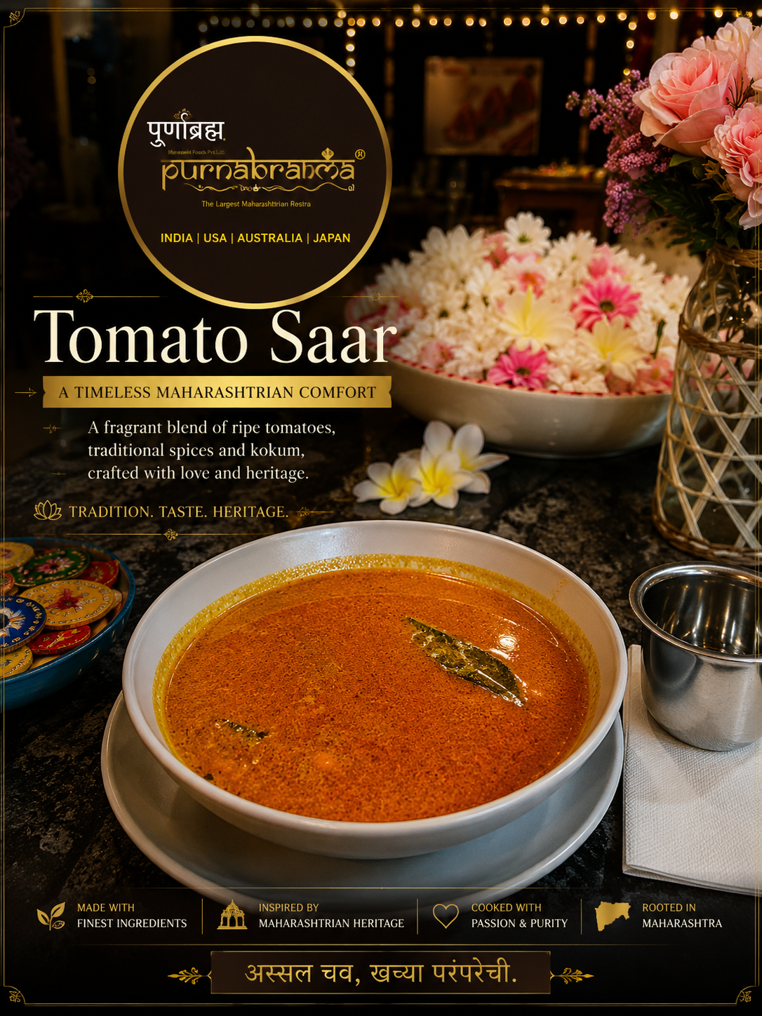 Tomato Saar - Maharashtrian dish at Purnabramha