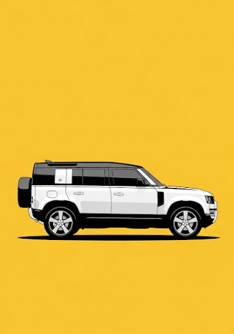 White SUV Yellow Background Illustration