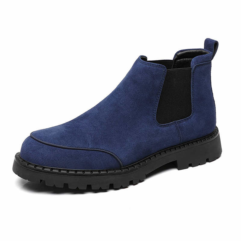 Men's Suede Ankle Boots, Lace-up Shoes with Platform