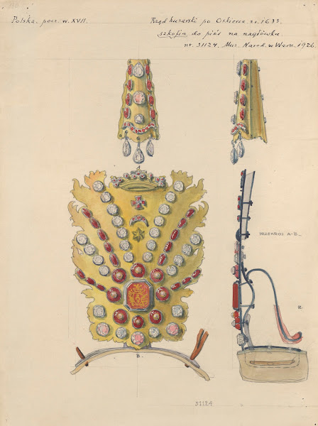 17th Century Szkofia Aigrette with Feathers on Hussar Horse Headstall Front View