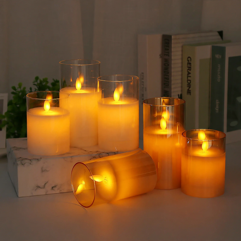Electronic LED candle in glass housing