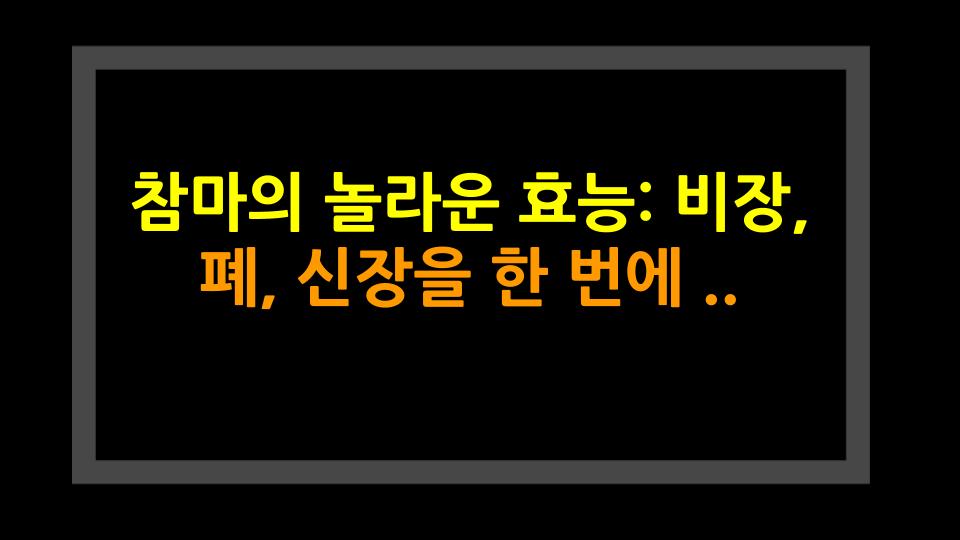 참마의 놀라운 효능: 비장, 폐, 신장을 한 번에 케어하는 자연의 선물