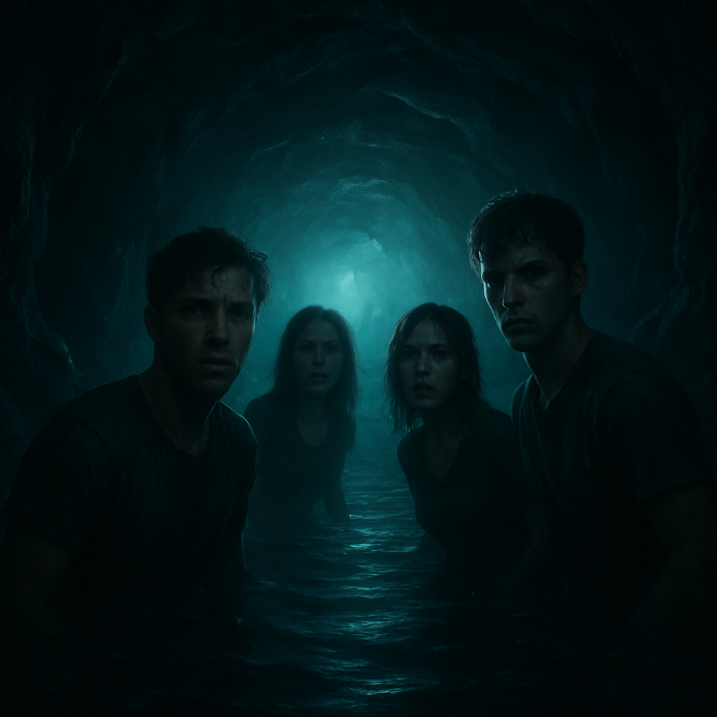 The Devil's Mouth movie poster featuring the cast and intense underwater caves.