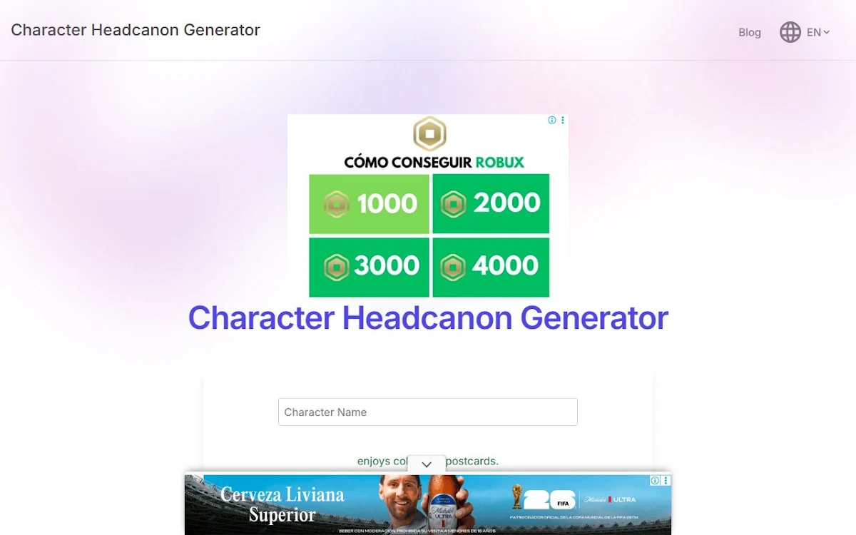Captura de Headcanon Generator