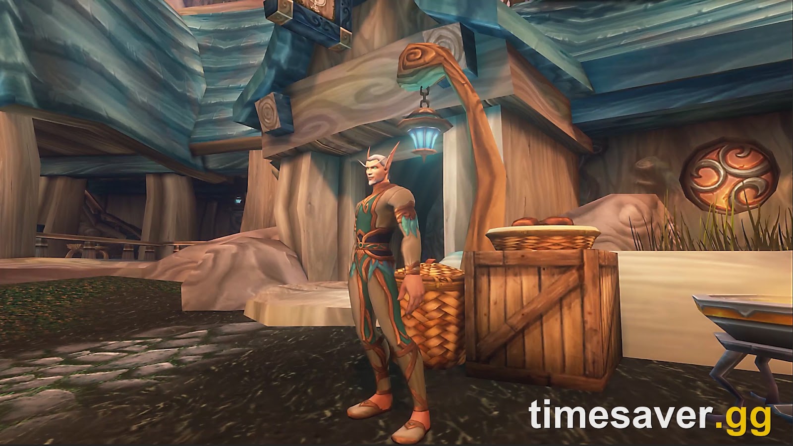 A Skyborne character in the Zephras Isle settlement, World of Warcraft: Forever