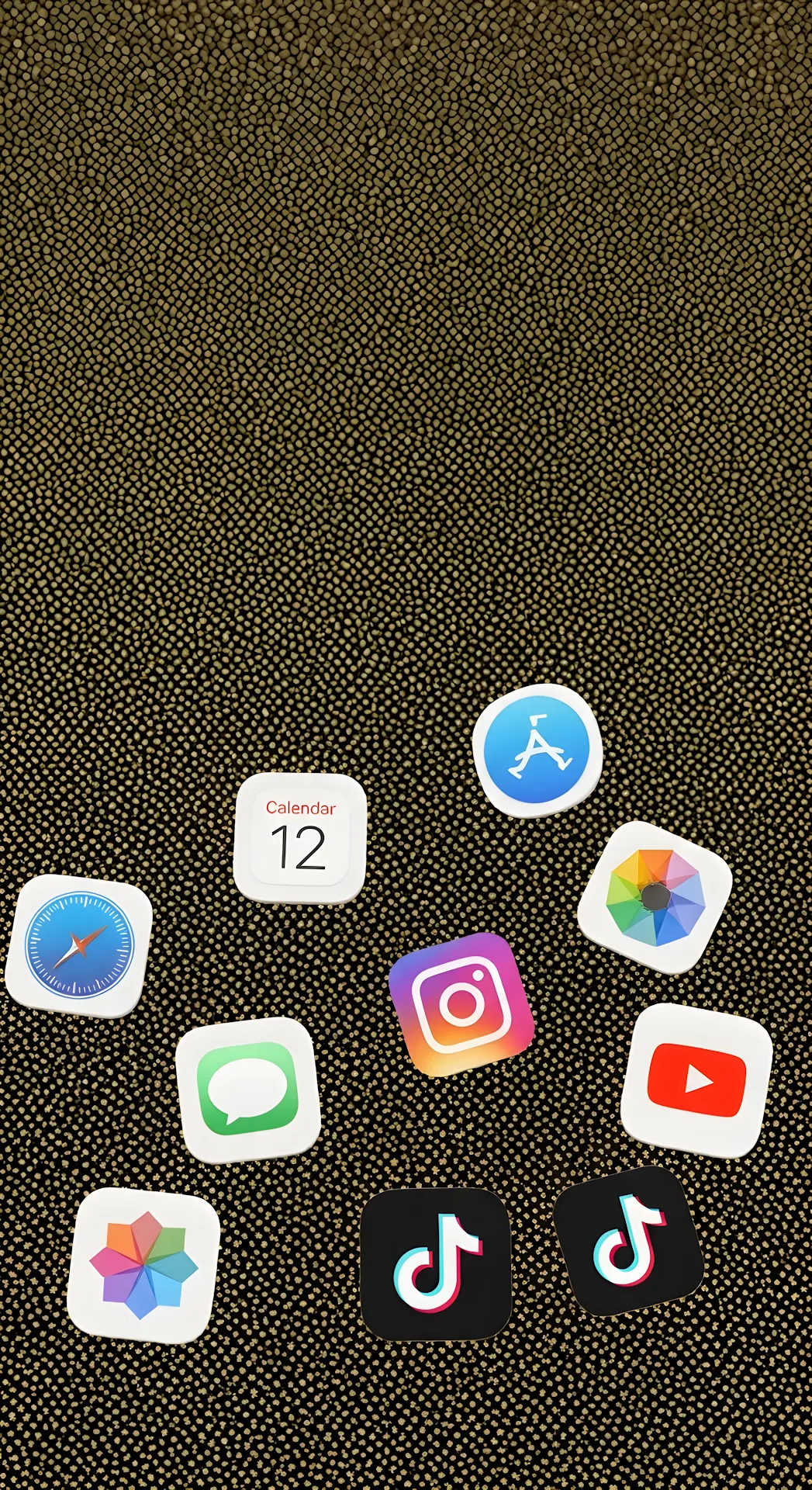 Mobile App Icons on Dark Gold Textured Background - Free 4K mobile Wallpaper