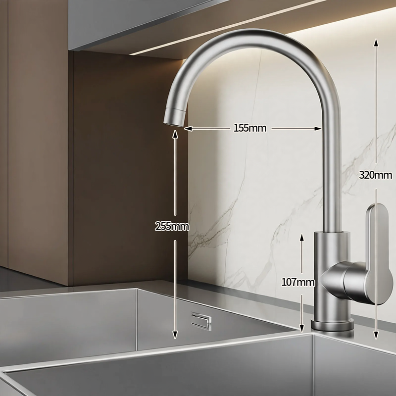 Stainless Steel Faucet for Kitchen, Mix or Cold Water
