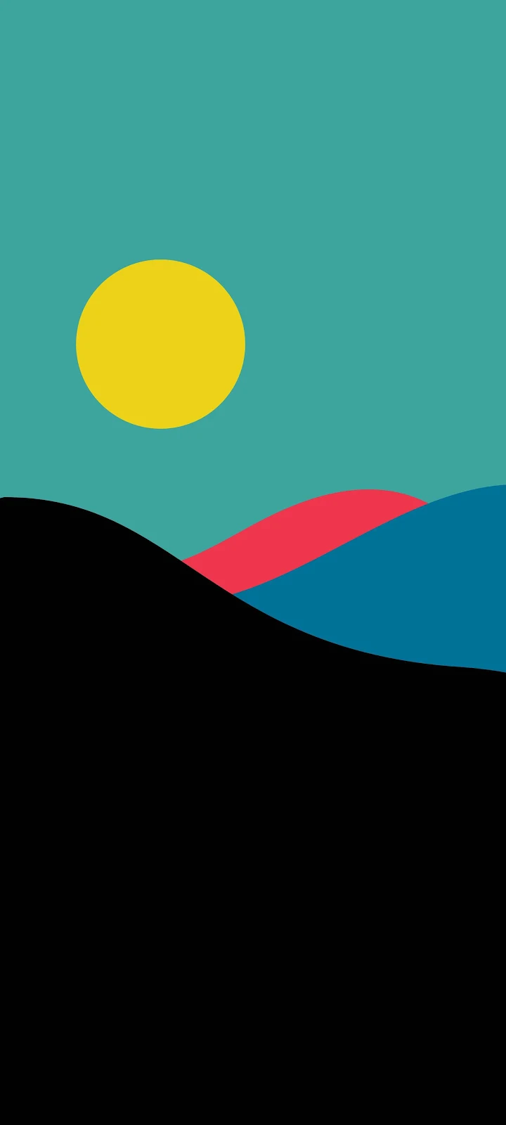 Minimalist Sun And Rolling Hills - Minimalist Vector Art 2K iPhone Wallpaper (1843x4096)