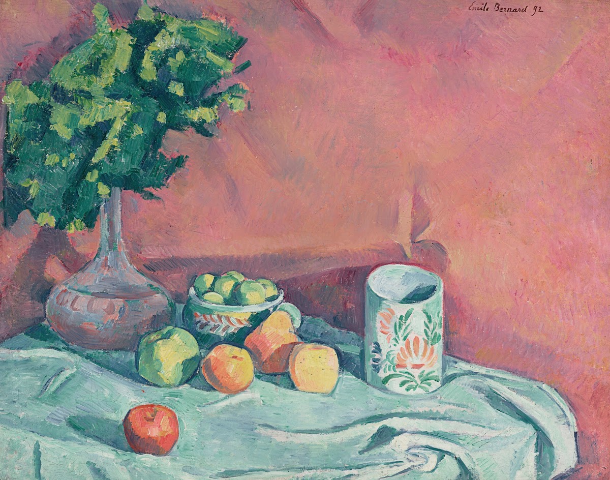 Nature morte aux fruits fleurs et tasse 1892
