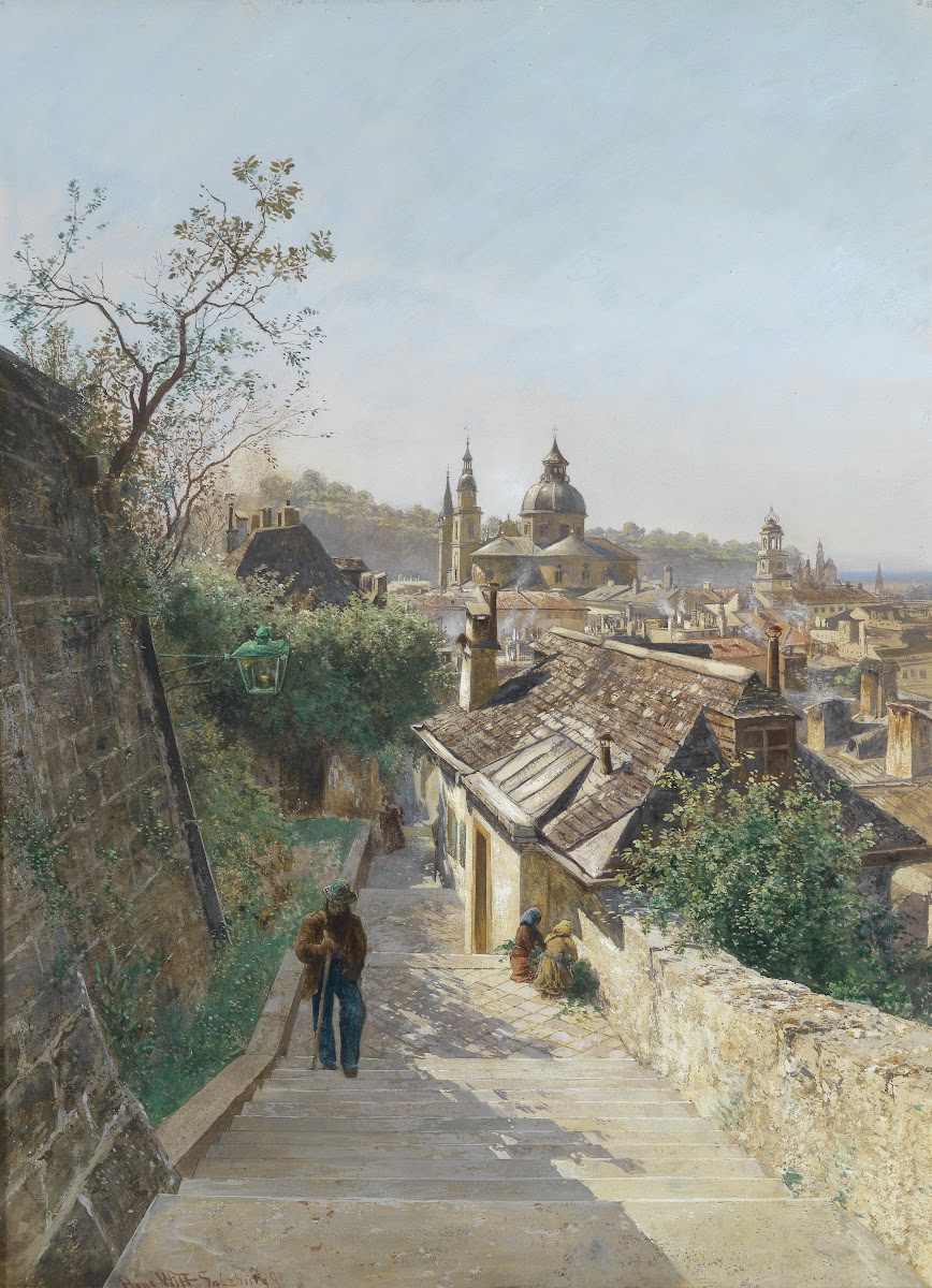 Blick auf die Salzburger Altstadt von der Nonnbergstiege 1890