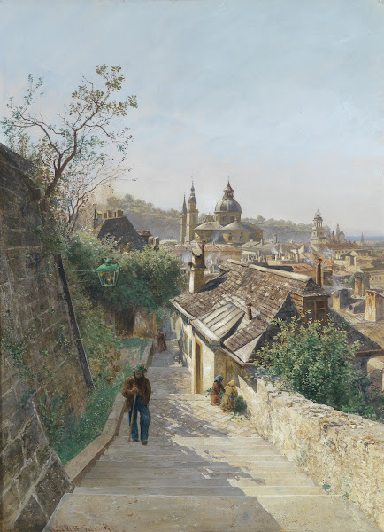 Blick auf die Salzburger Altstadt von der Nonnbergstiege 1890