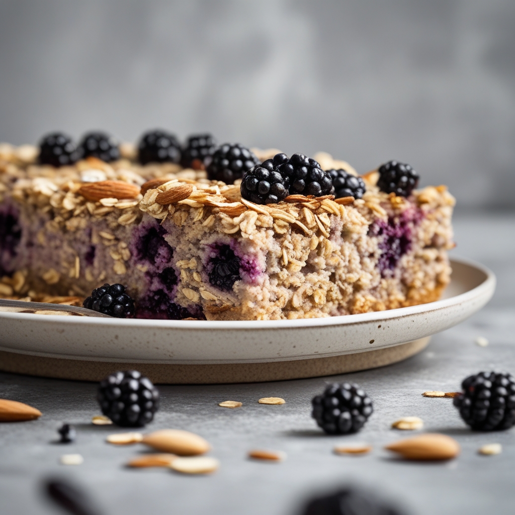 Blackberry Almond Baked Oatmeal with Crunchy Streusel Topping
