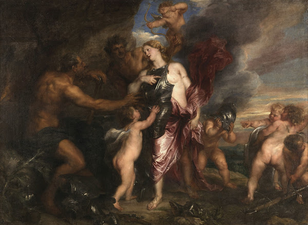 Thetis receives the new armour for Achilles in Vulcans forge between 1630 and 16