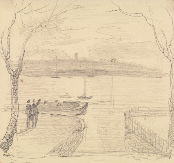 Sketched View from East Cowes West Cowes in the Distance