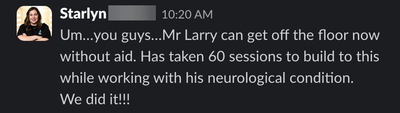 Slack post from an Active Life Professional