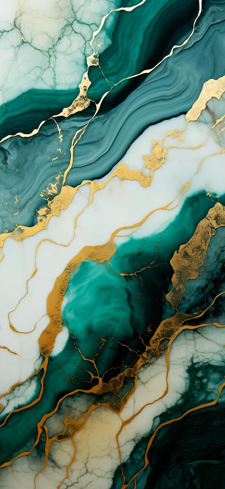 Teal And Gold Marble Texture - Digital Fluid Art 2K iPhone Wallpaper (1914x4146)