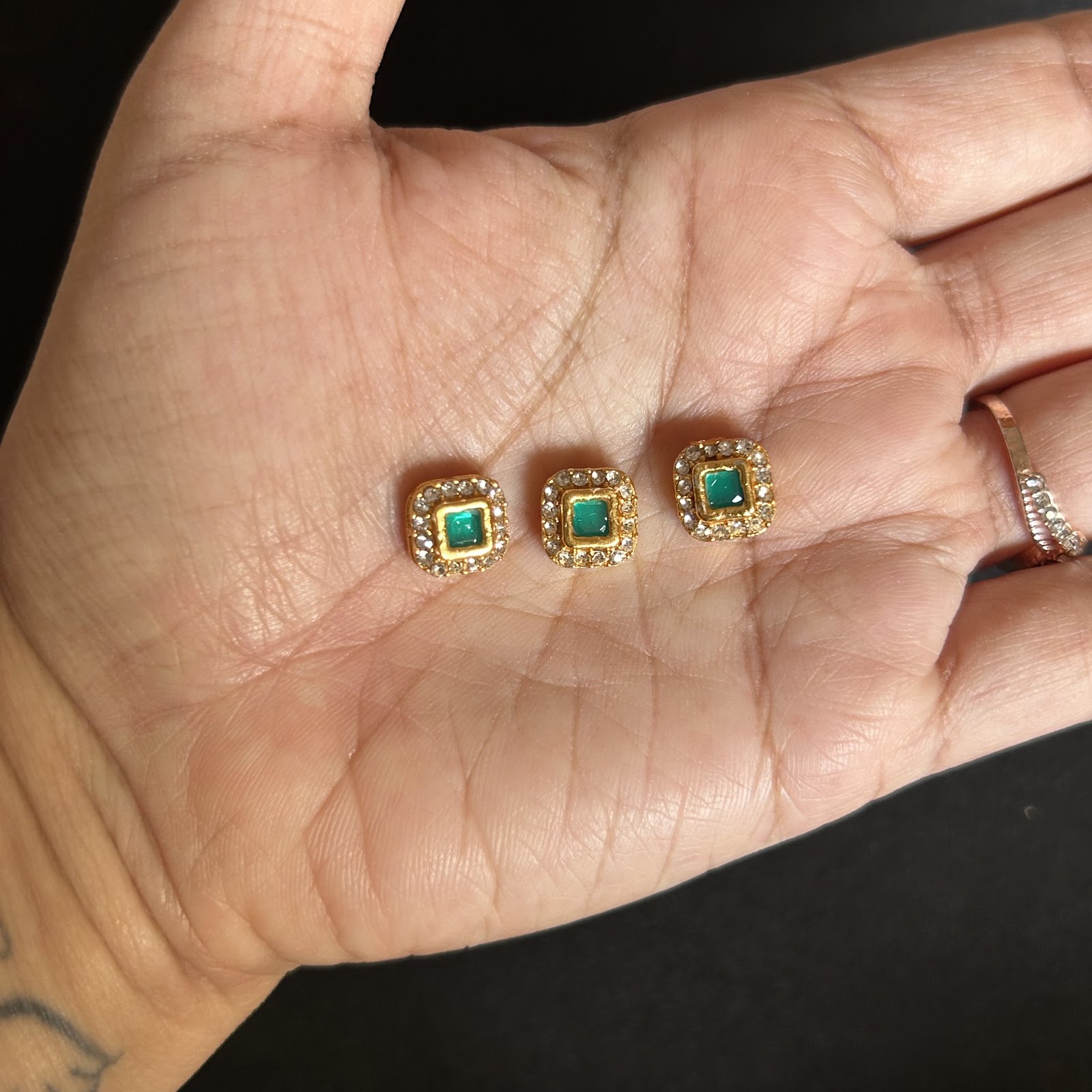 Squrae diamond Green pendent pack of 3