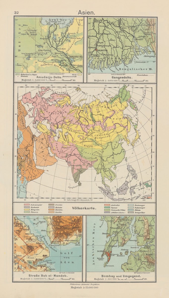Asien Völkerkarte 1930
