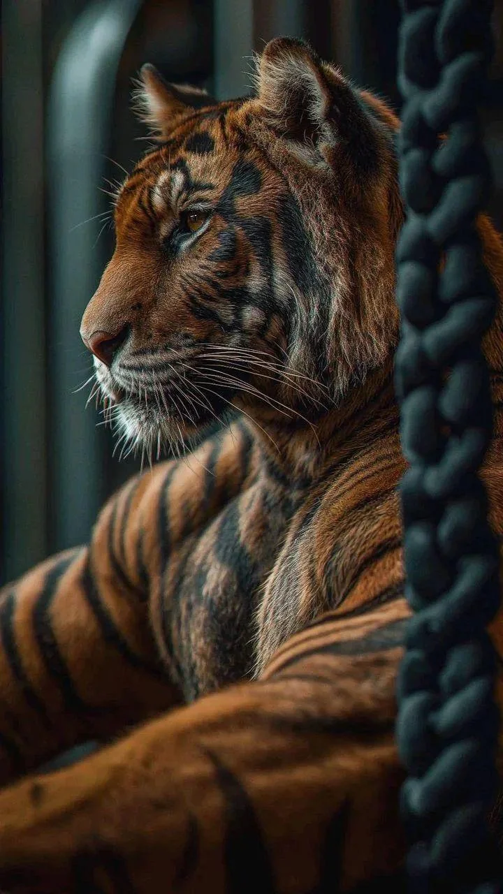 Muscular Tiger in Gym - Digital Art iPhone Wallpaper (720x1280)