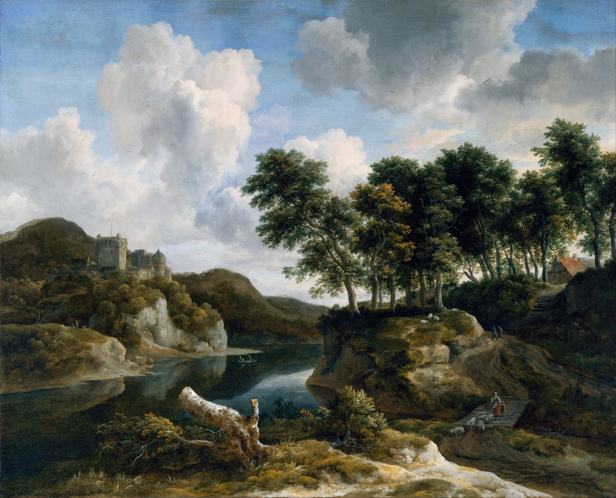 River Landscape with a Castle on a High Cliff 1670 1679