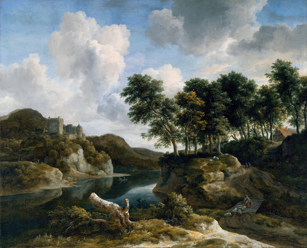 River Landscape with a Castle on a High Cliff 1670 1679