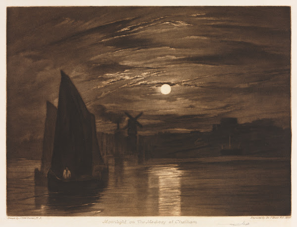 Moonlight on the Medway at Chatham 1920