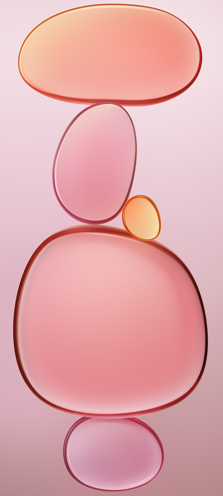 Stacked Glossy Pink Abstract Shapes - Abstract 3D Render Full HD iPhone Wallpaper (1236x2750)