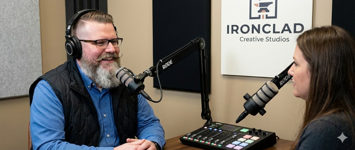 Wayne F. Watley, Jr. recording in the Ironclad Creative Studios podcast studio