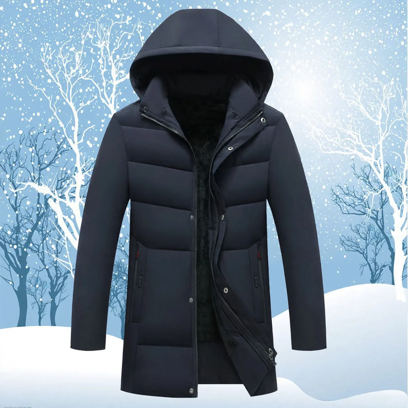 Gefütterte Herren-Winterjacke, abnehmbarer Kragen