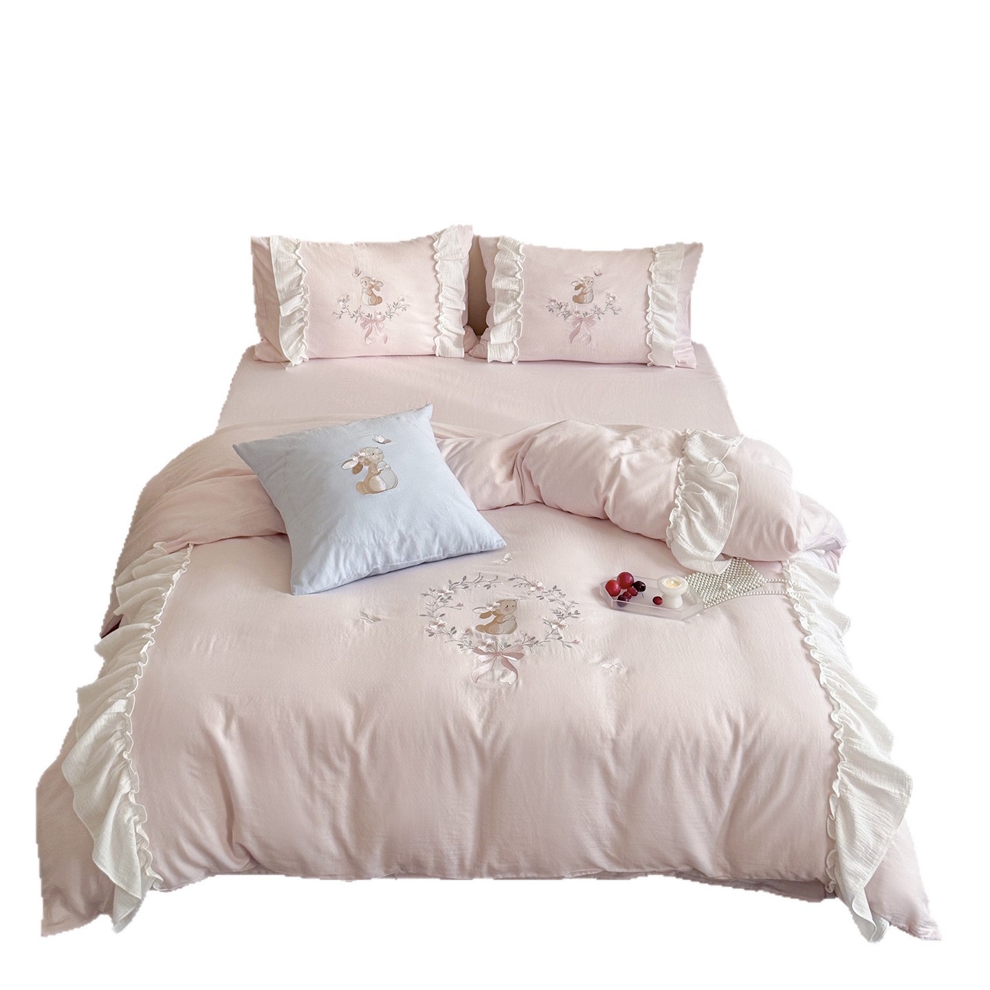 Cotton bedding set, double gauze with embroidery