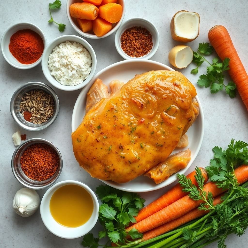 Ingredients for Easy Jamaican Curry Chicken with Potatoes and Carrots – 30-Minute One-Pot Comfort