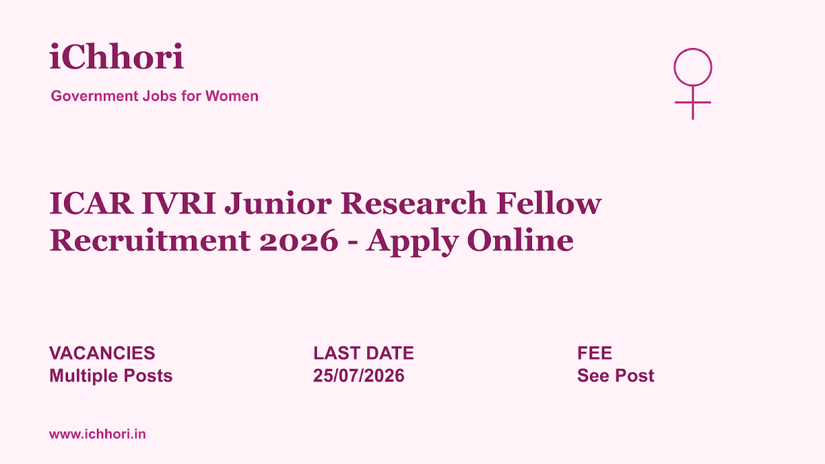 ICAR IVRI Junior Research Fellow Recruitment 2026 - Apply Online - iChhori