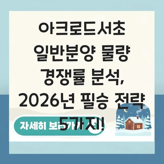 아크로드서초 일반분양 물량 경쟁률 분석, 2026년 필승 전략 5가지!
